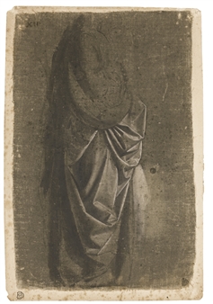 DRAPERY STUDY OF A STANDING FIGURE FACING RIGHT. IN PROFILE - Leonardo da Vinci