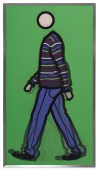 Jeremy Walking in Stripy Jumper - Julian Opie